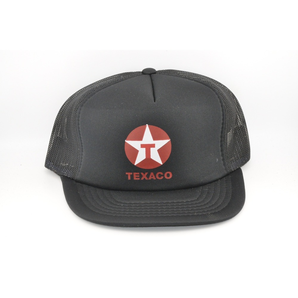 Texaco Trucker Hat OSFA Black Excellent Vintage Mesh Snapback